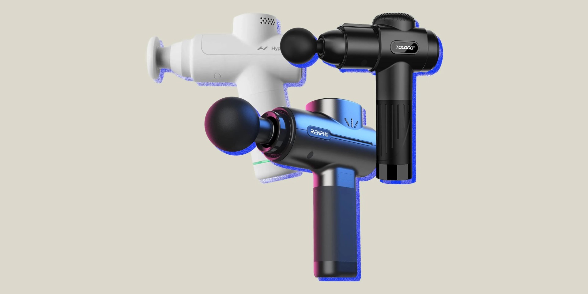 collage of three massage guns