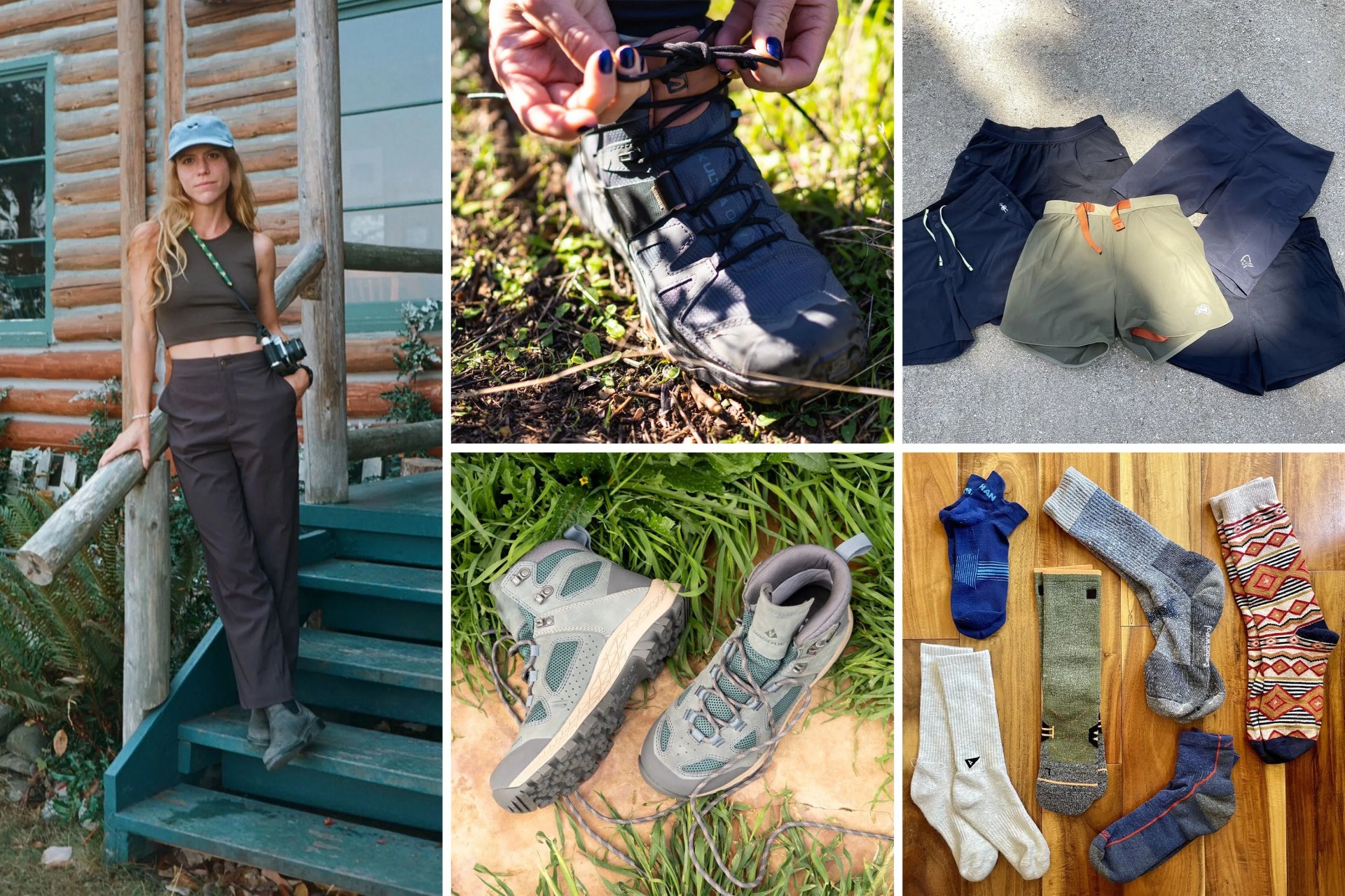 collage of hiking gear