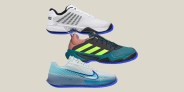 collage of three tennis shoes