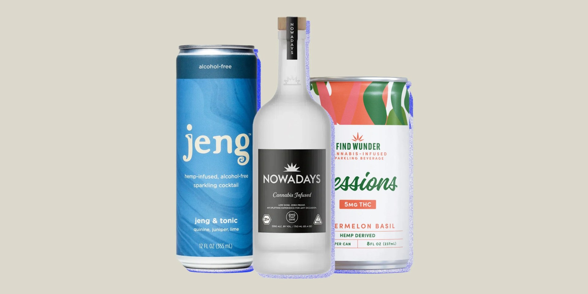 collage of three weed drinks