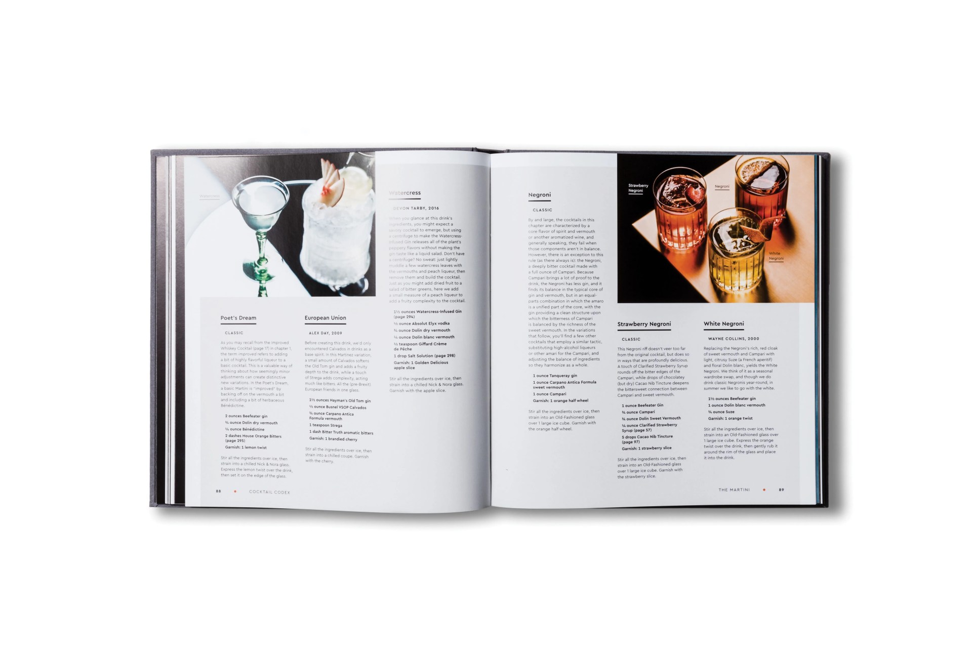 open spread of gear patrol magazine showing cocktails on the page