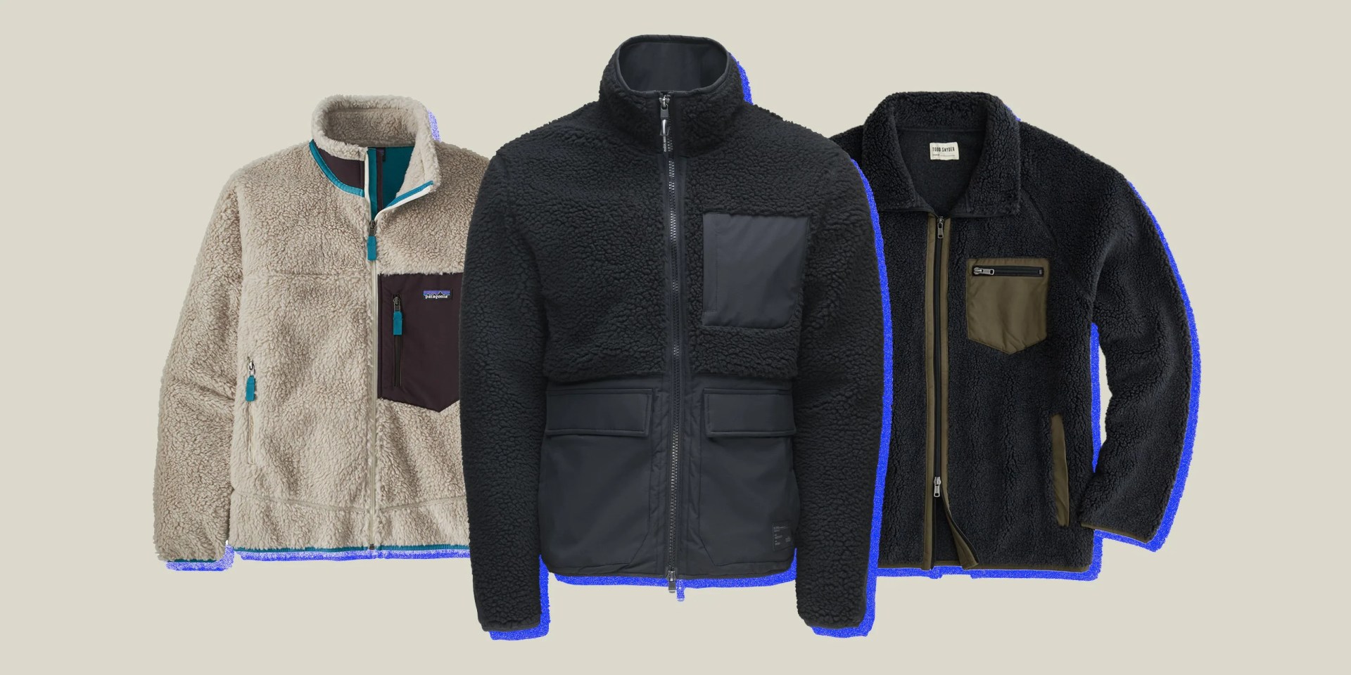 collage of three fleece jackets