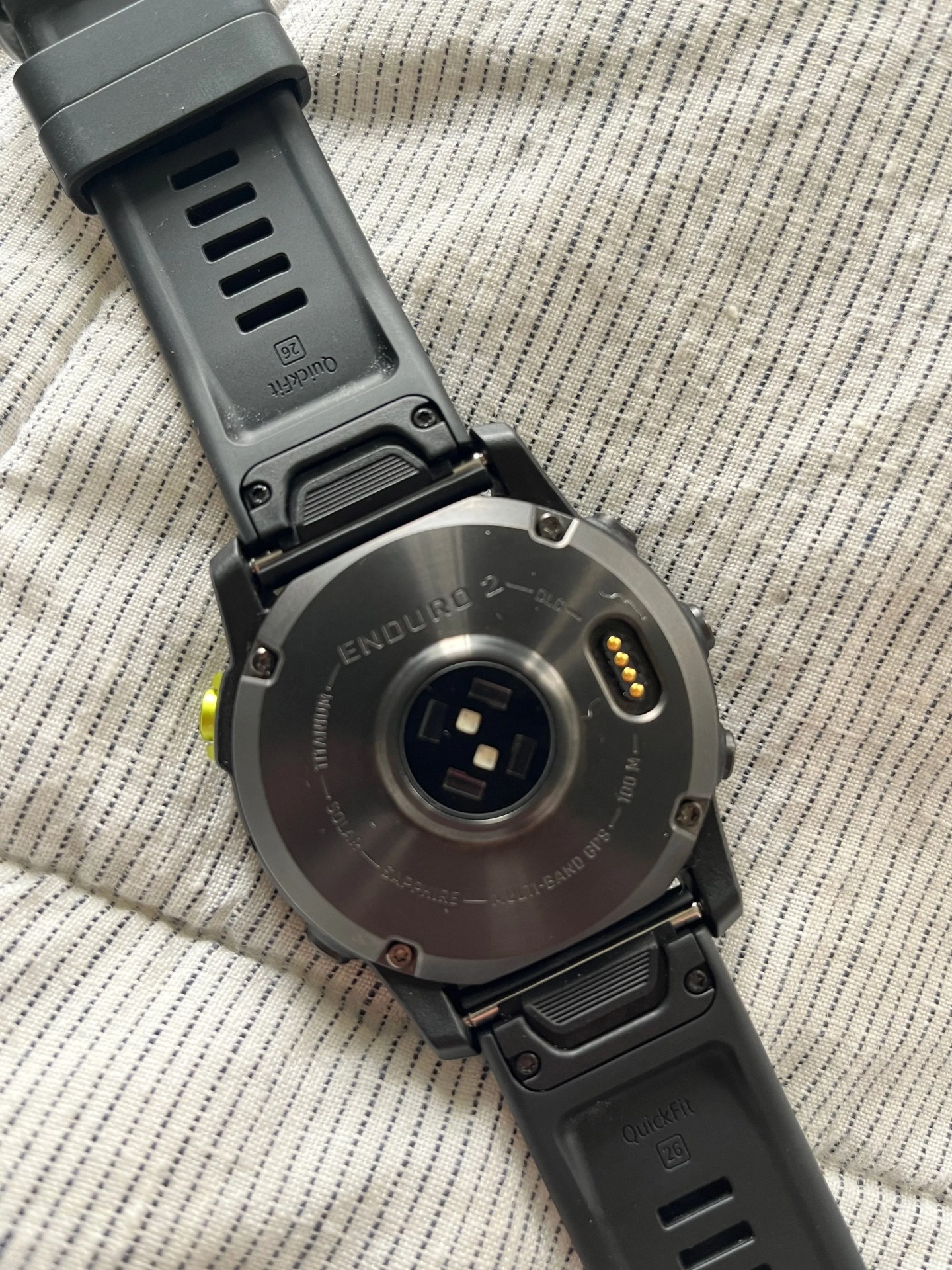 the backside of a garmin watch