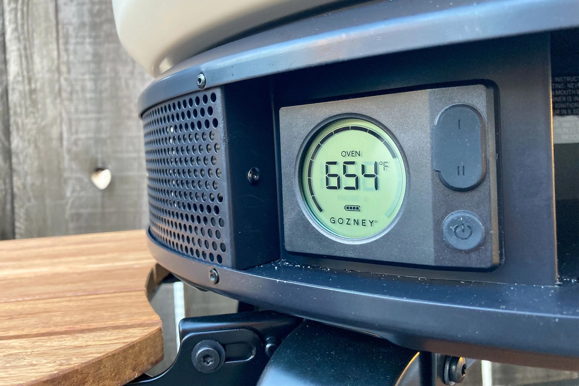 thermometer on a gozney dome pizza oven