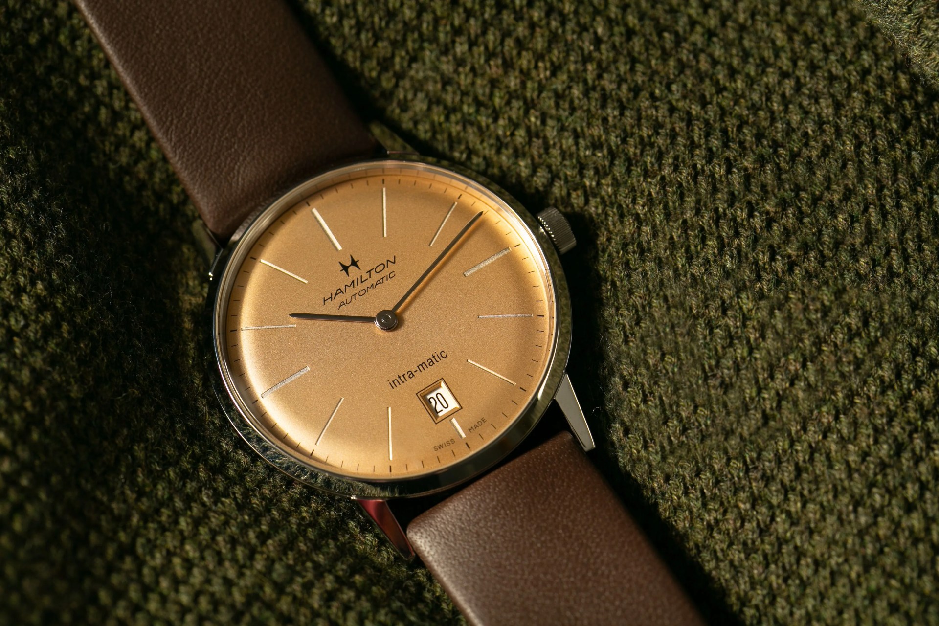 hamilton dress watch on leather strap