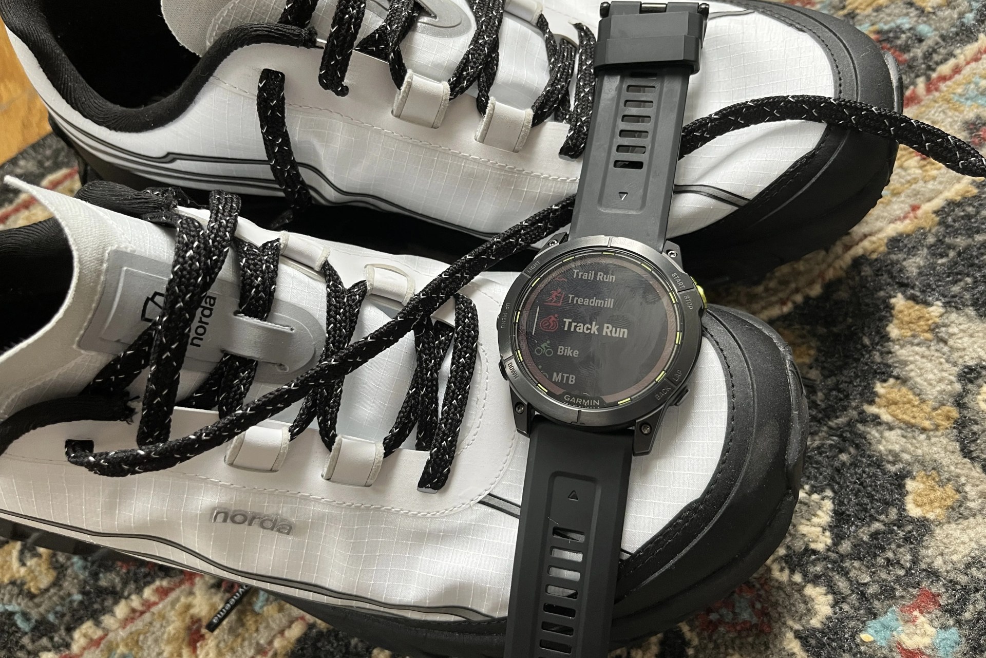watch on running shoes