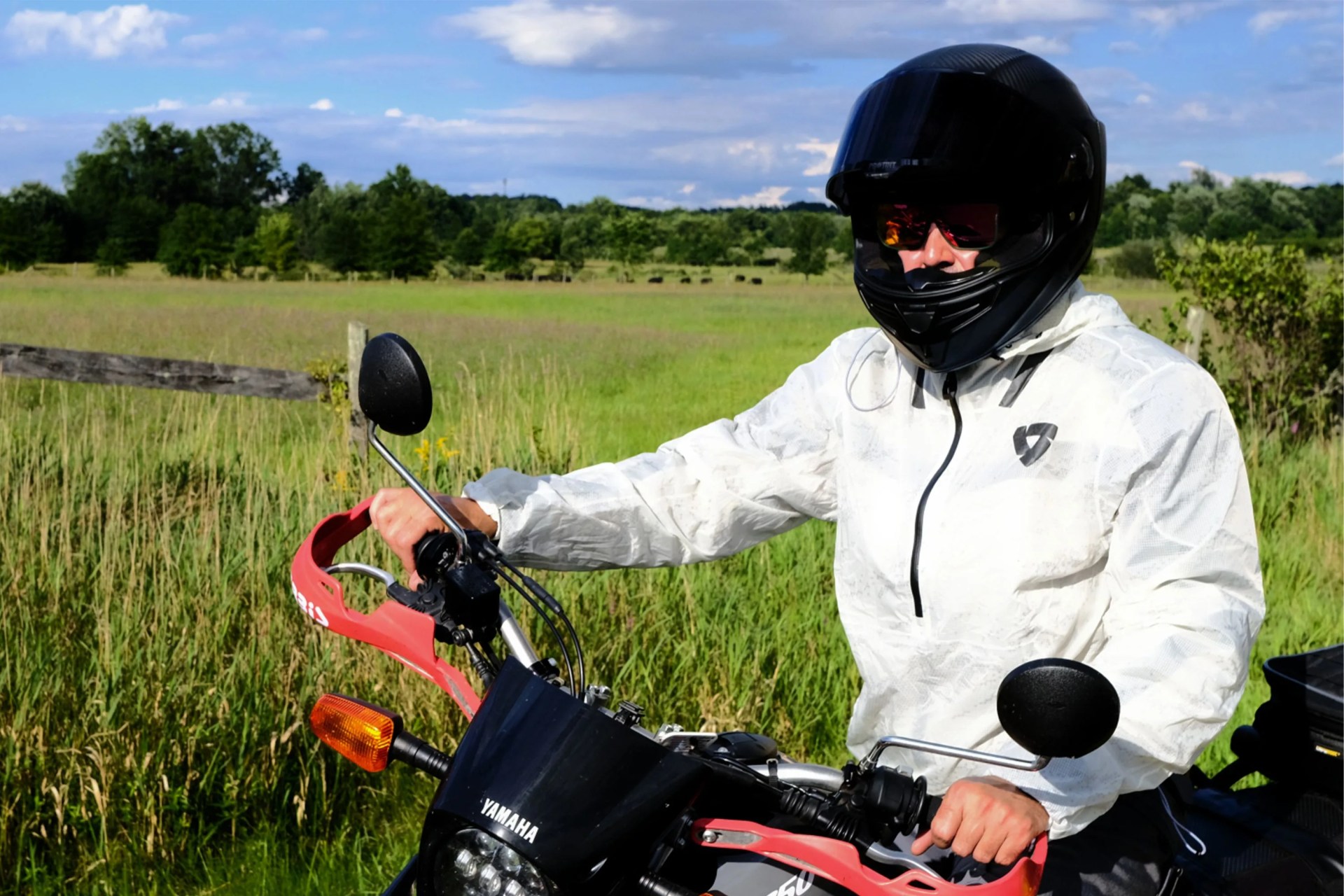 a man on a motorcycle