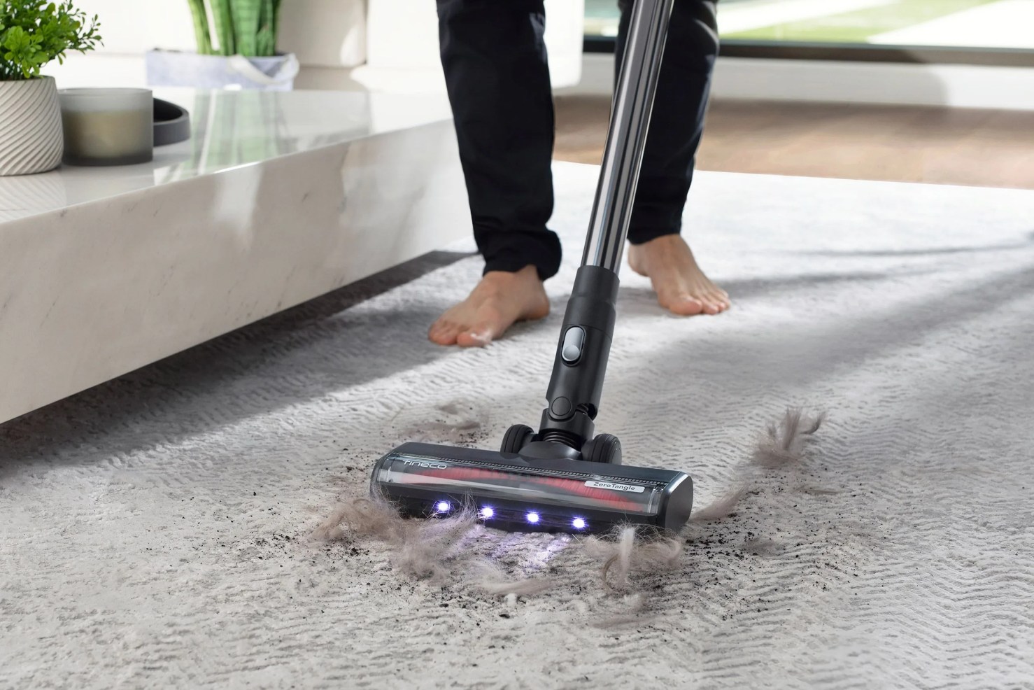 talking points tineco woman walking while vacuuming with tineco vacuum