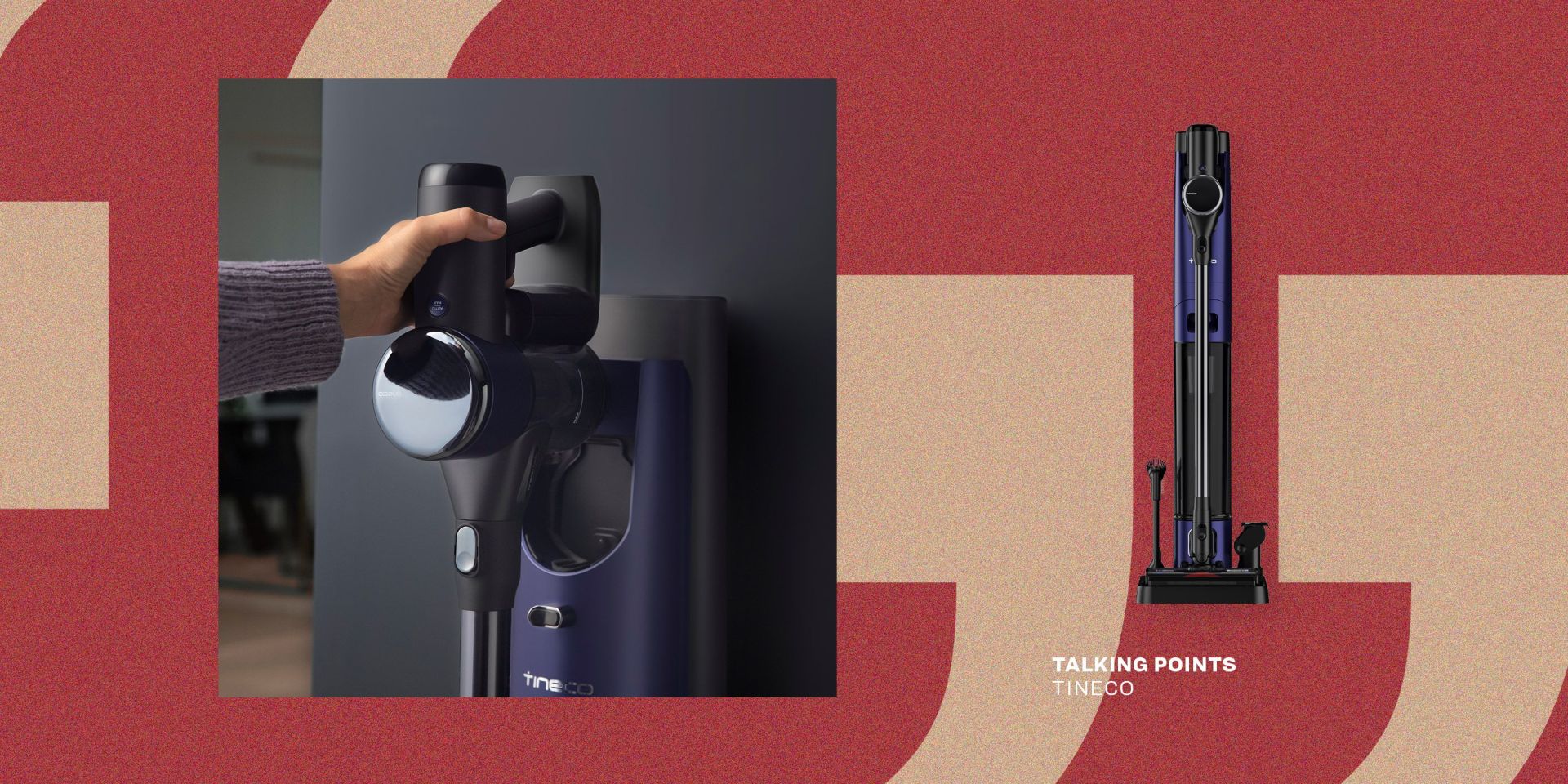 talking points tineco woman picking up tineco vacuum