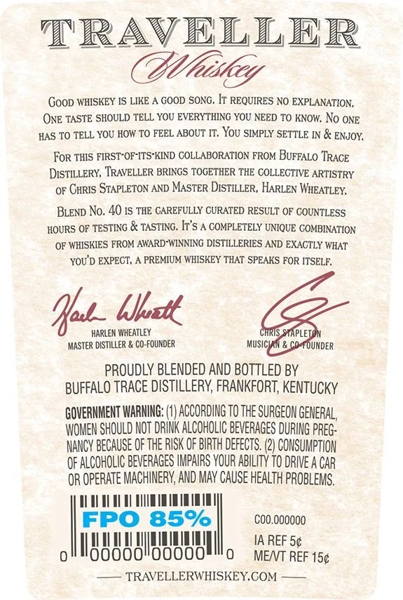 traveller whiskey label