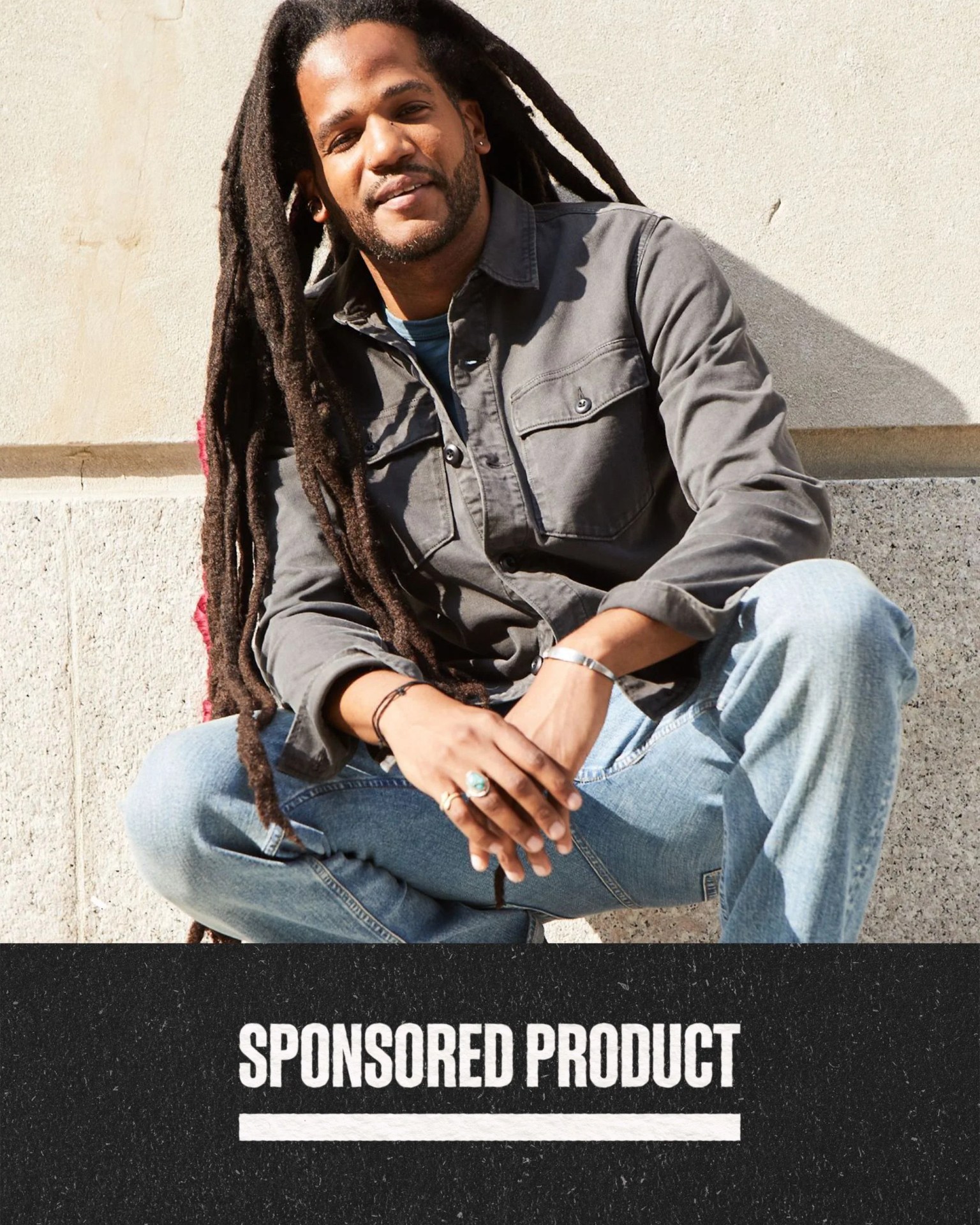 sponsored product man wearing faherty jeans