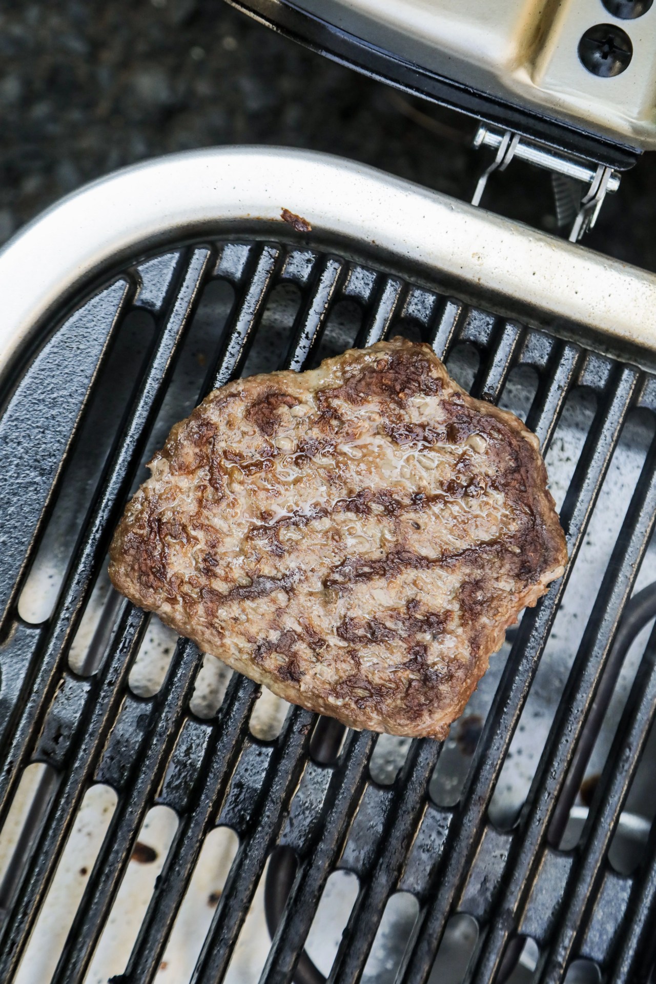 cooked burger on an electric grill