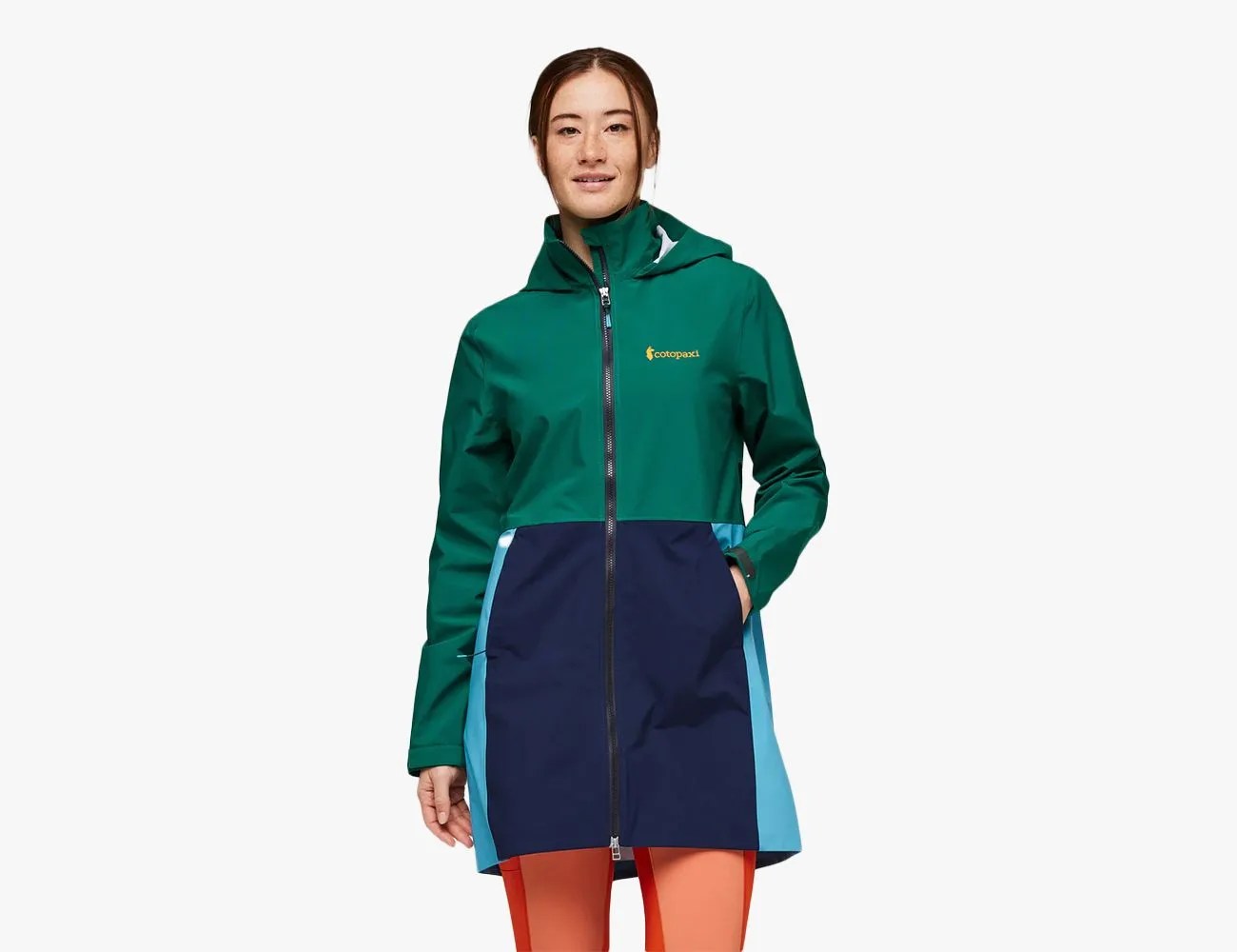 a woman wearing a cielo rain trench coat