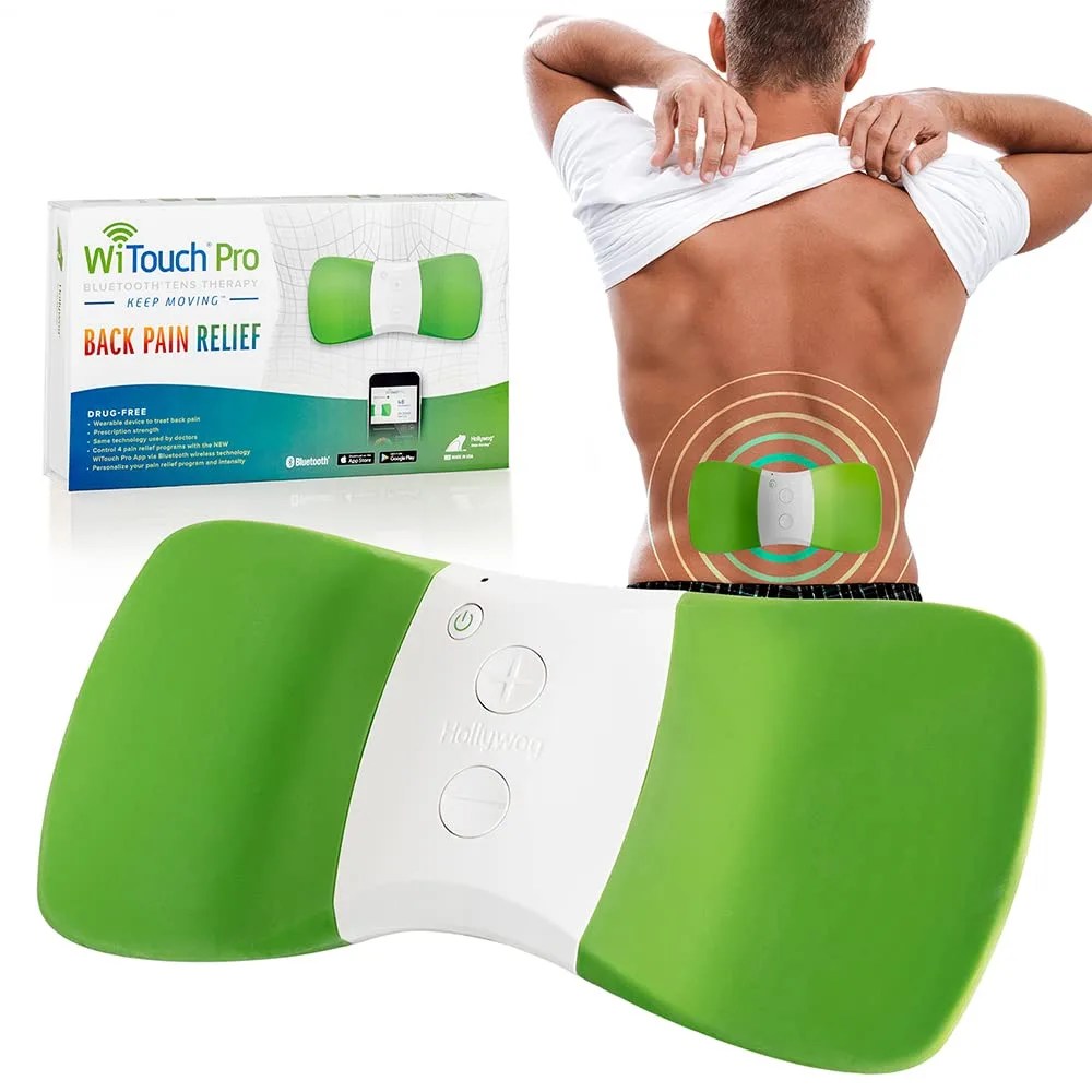 WiTouch Pro TENS Unit for Back Pain Relief & Recovery, Wireless, Wearable, Made in USA, Gel Pads Included