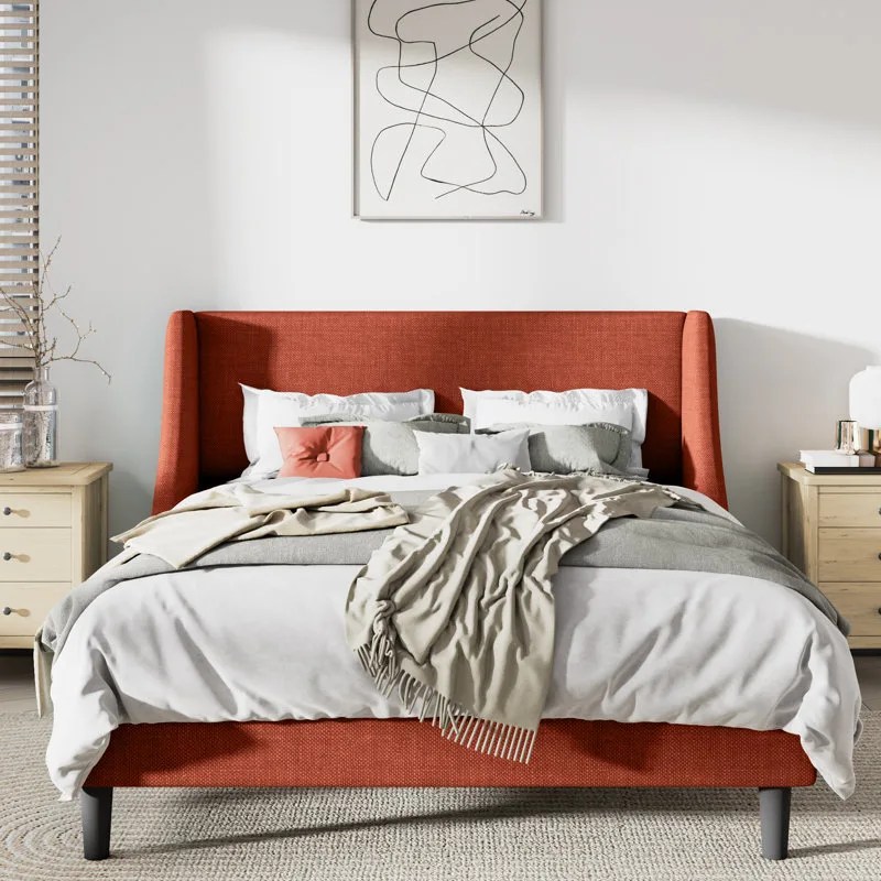 bowdoin upholstered wingback platform bed