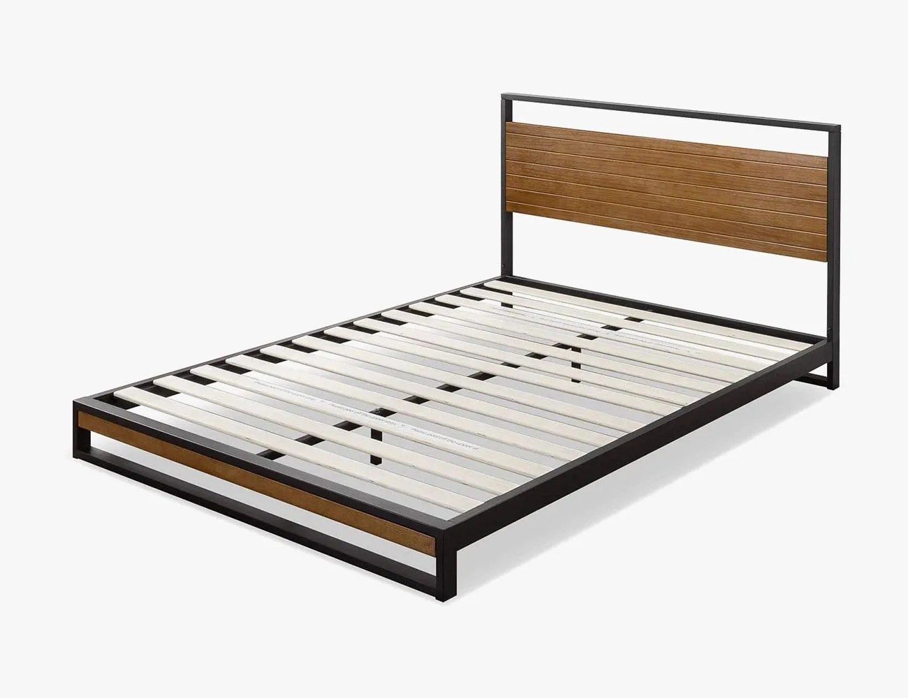 ZINUS Suzanne 37 Inch Bamboo and Metal Platform Bed Frame / Solid Steel Construction / No Box Spring Needed / Wood Slat Support / Easy Assembly, Chestnut Brown, Queen
