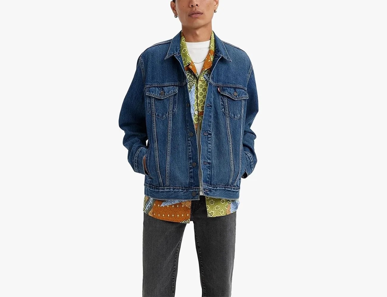 a person wearing a blue jacket