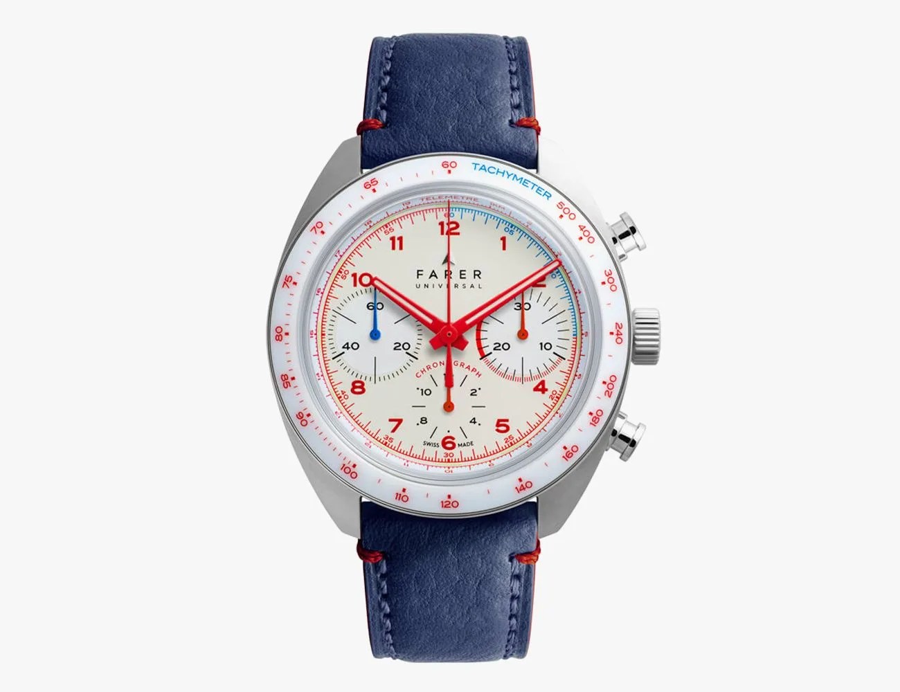a wrist watch with a blue band