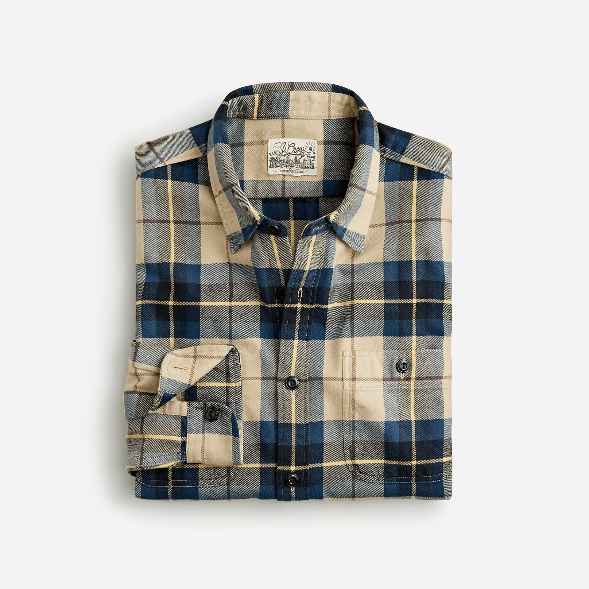 a blue and yellow striped shirt