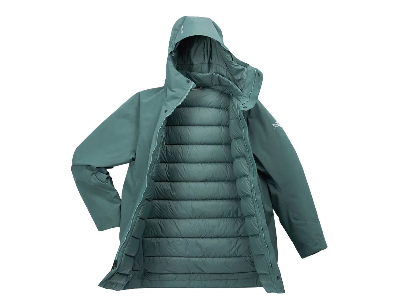 a green hooded jacket