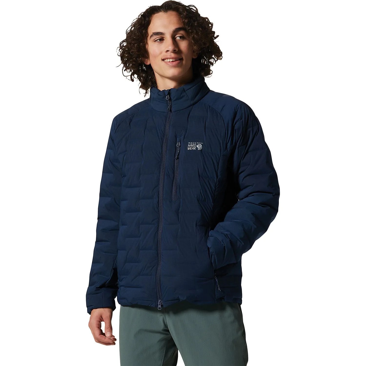 a man wearing a blue jacket