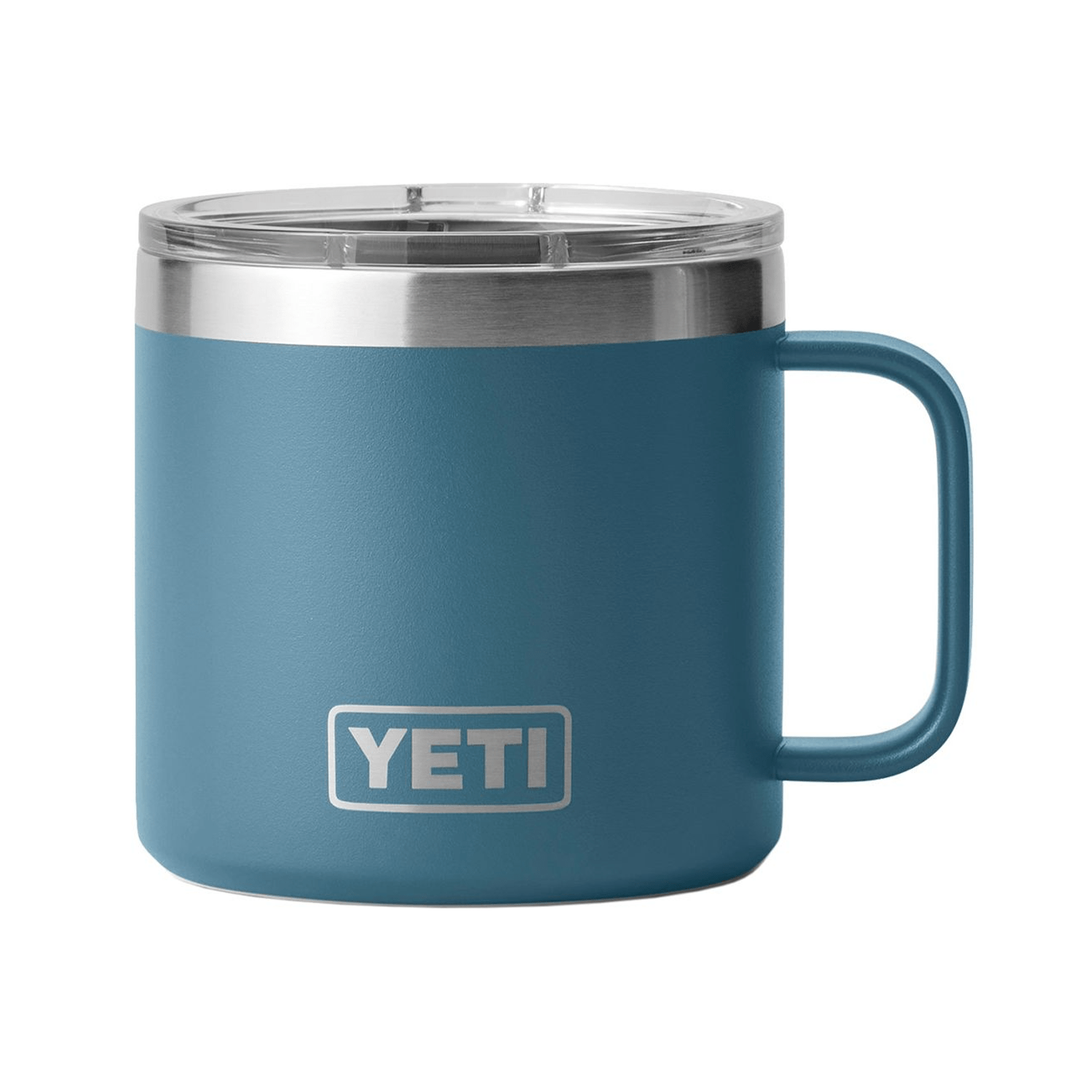 a blue coffee mug