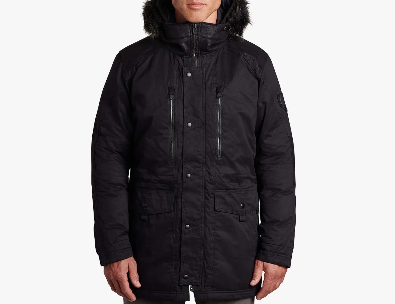 a person wearing a black jacket