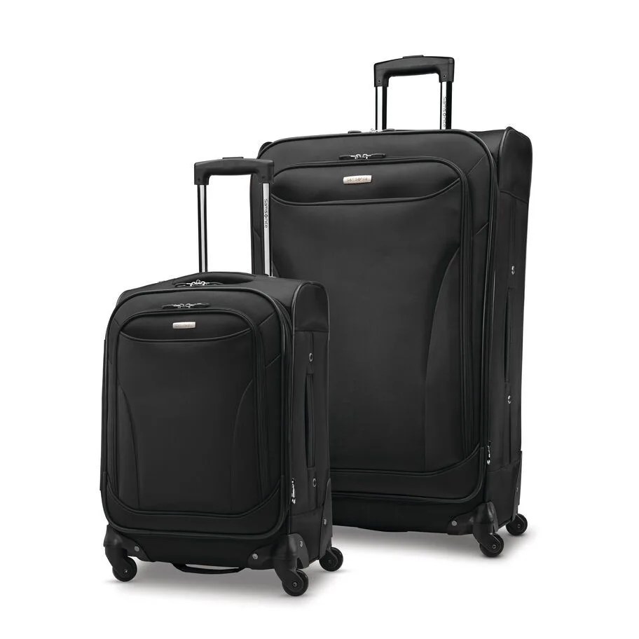 a pair of black luggage