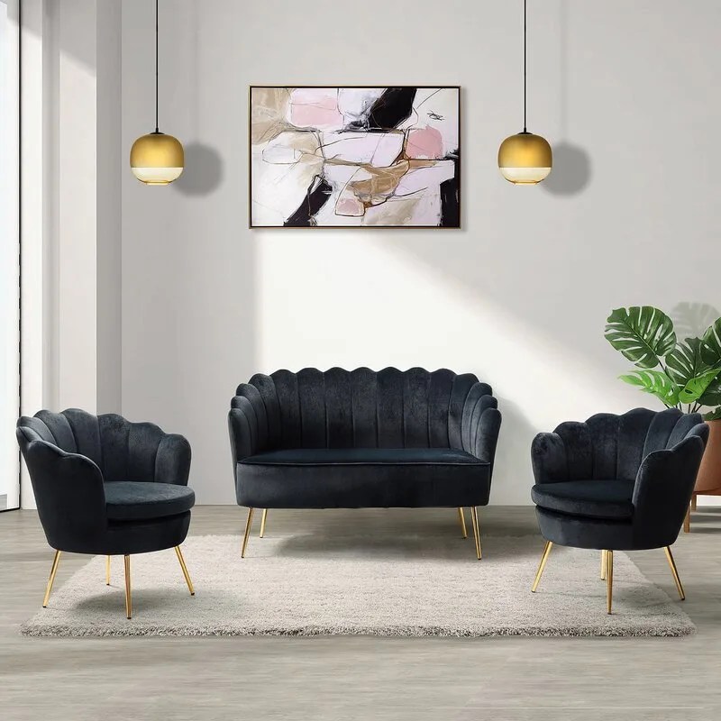 hendrix 3 piece velvet living room set