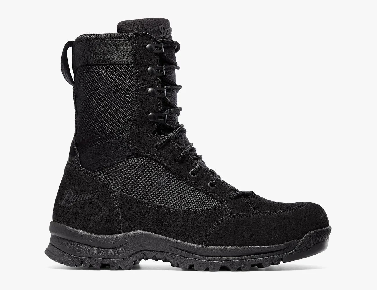 a black boot with a white background