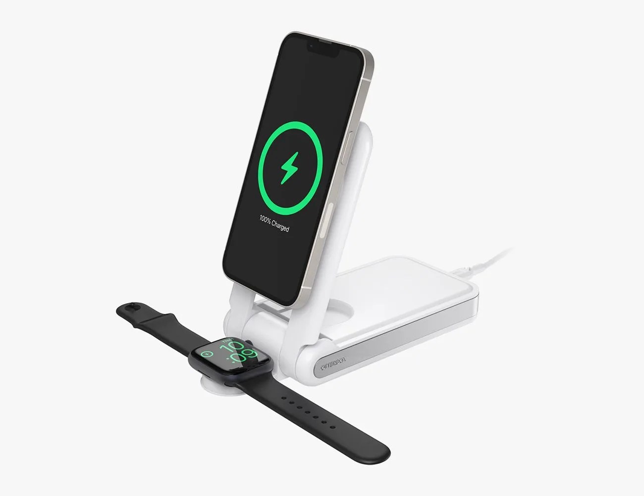 iphone and watch on a charger
