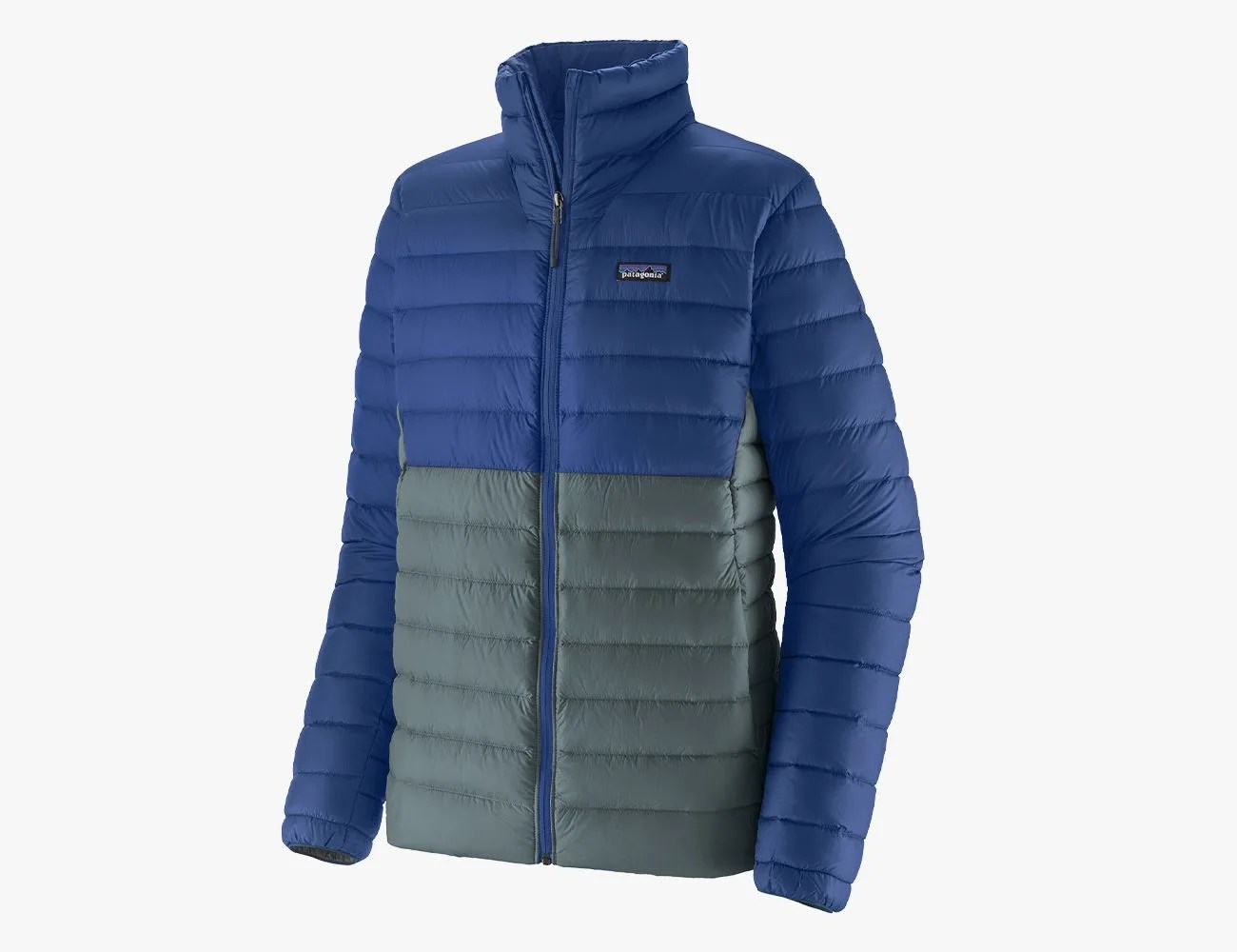 a blue jacket with a white background