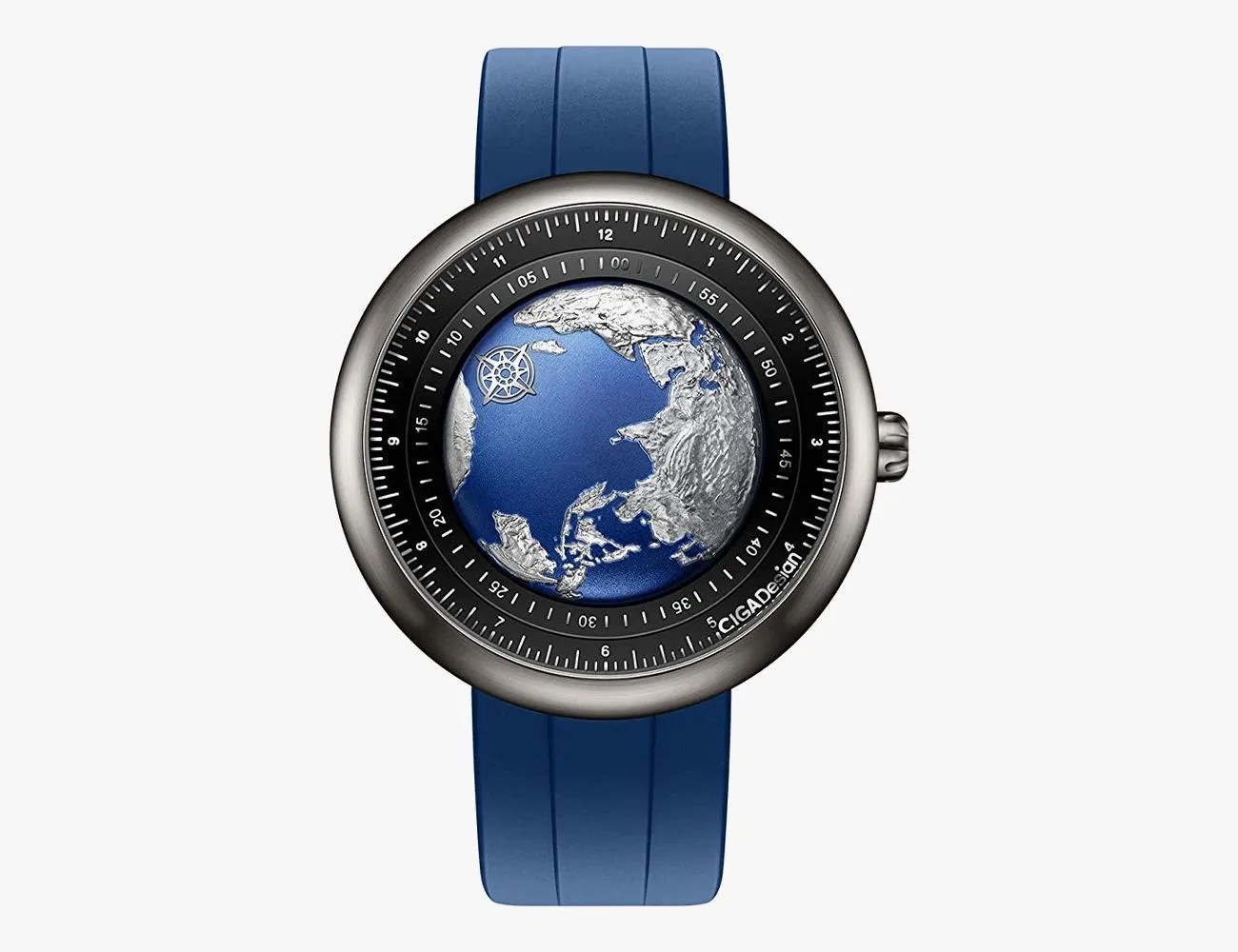 CIGA Design Mechanical Automatic Watch Blue Planet U Series Titanium Case Sapphire Crystal Fluororubber Strap Watches for Men and Women