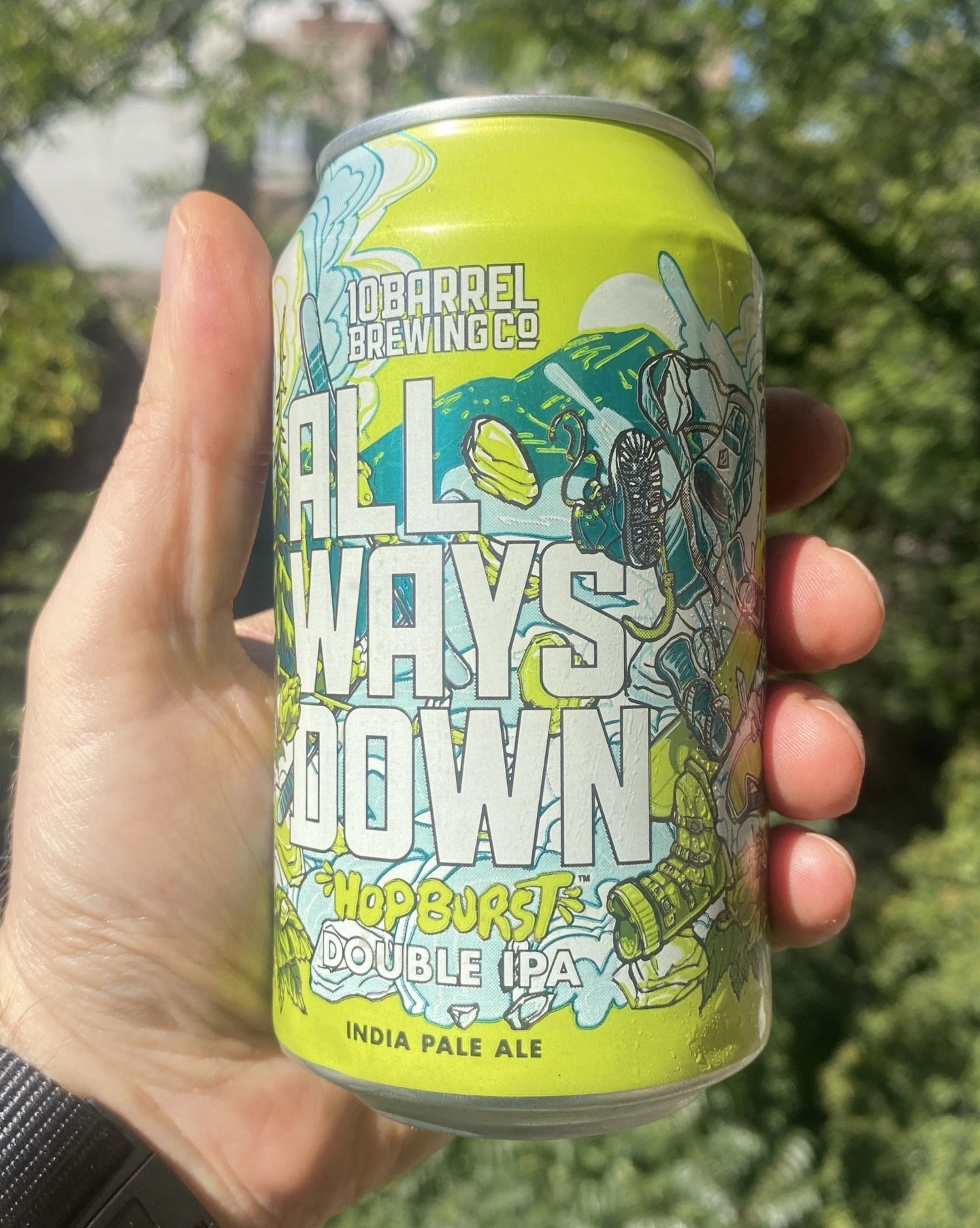 beer can in hand
