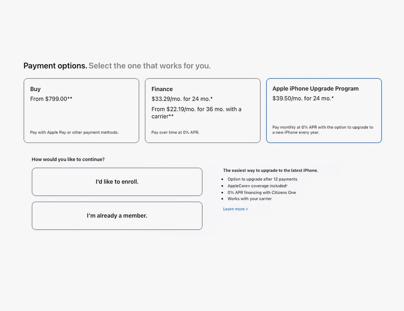 apple payment options