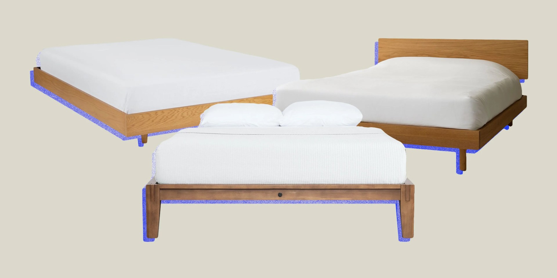 collage of three bed frames