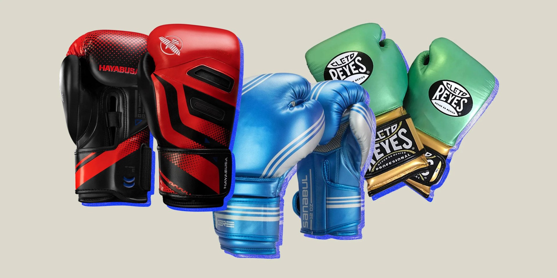 collage of three pairs of boxing gloves