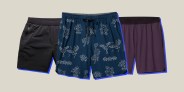 a collage of three gym shorts