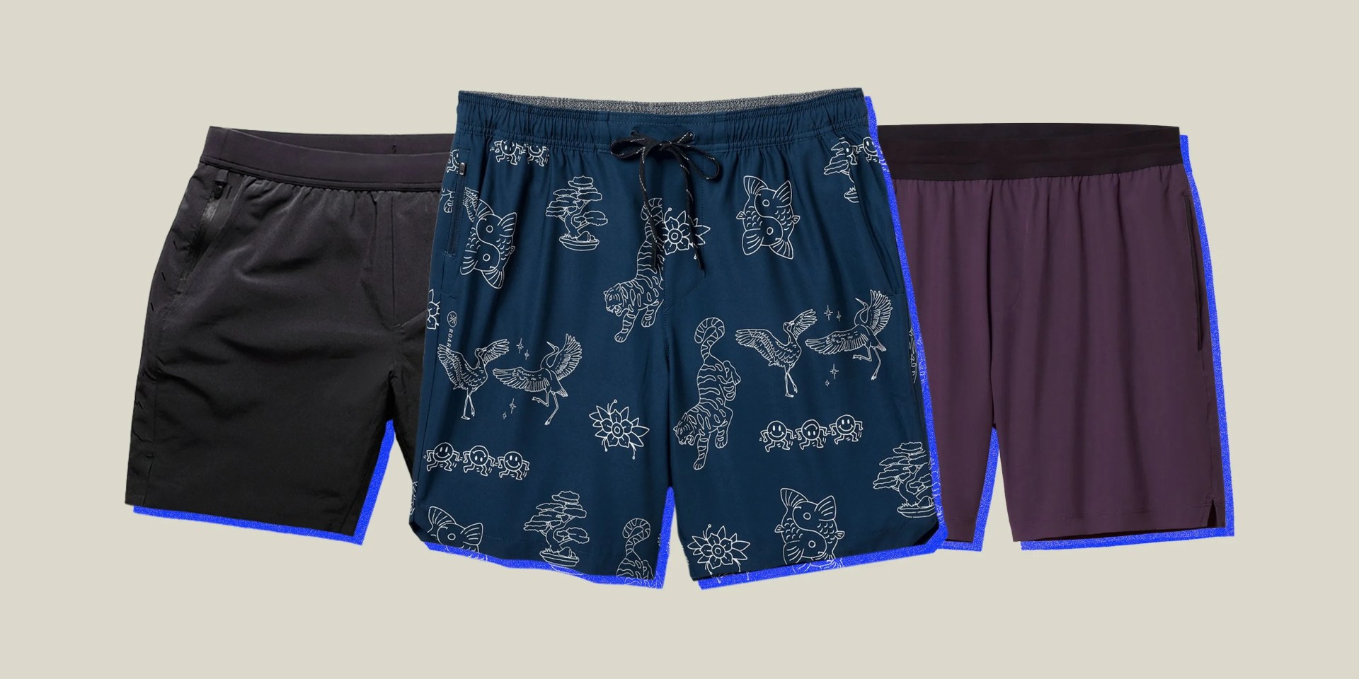 a collage of three gym shorts