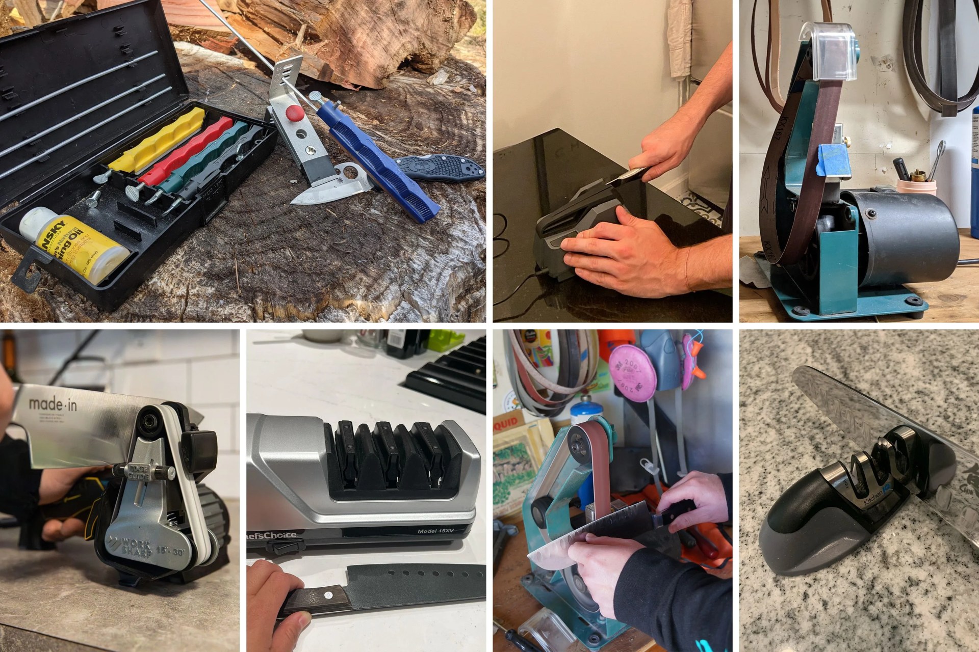 collage of knife sharpeners