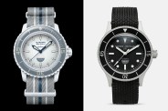 two watches side by side on black and gray backgrounds