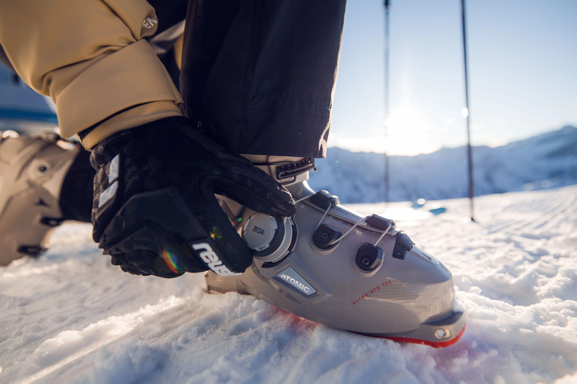 talking points man skiing wearing boa hawk boots