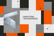 a laptop with colored squares