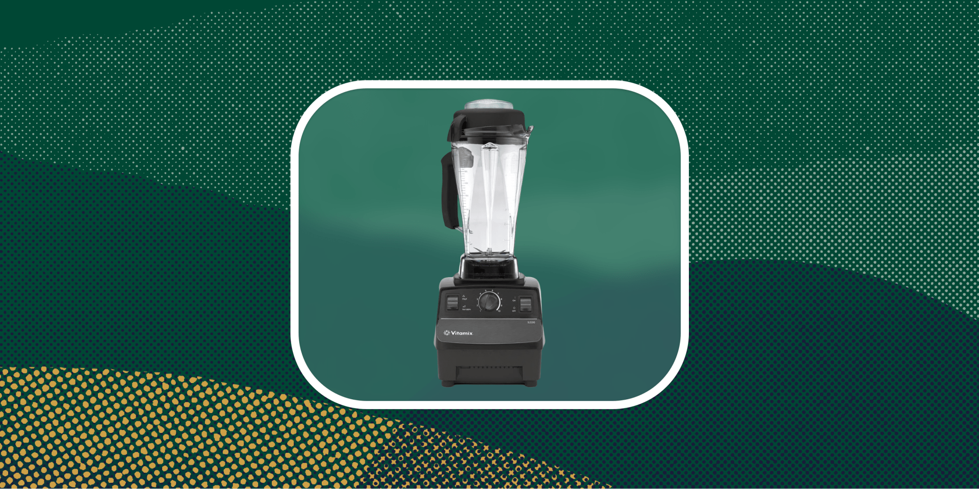 vitamix blender on a green background