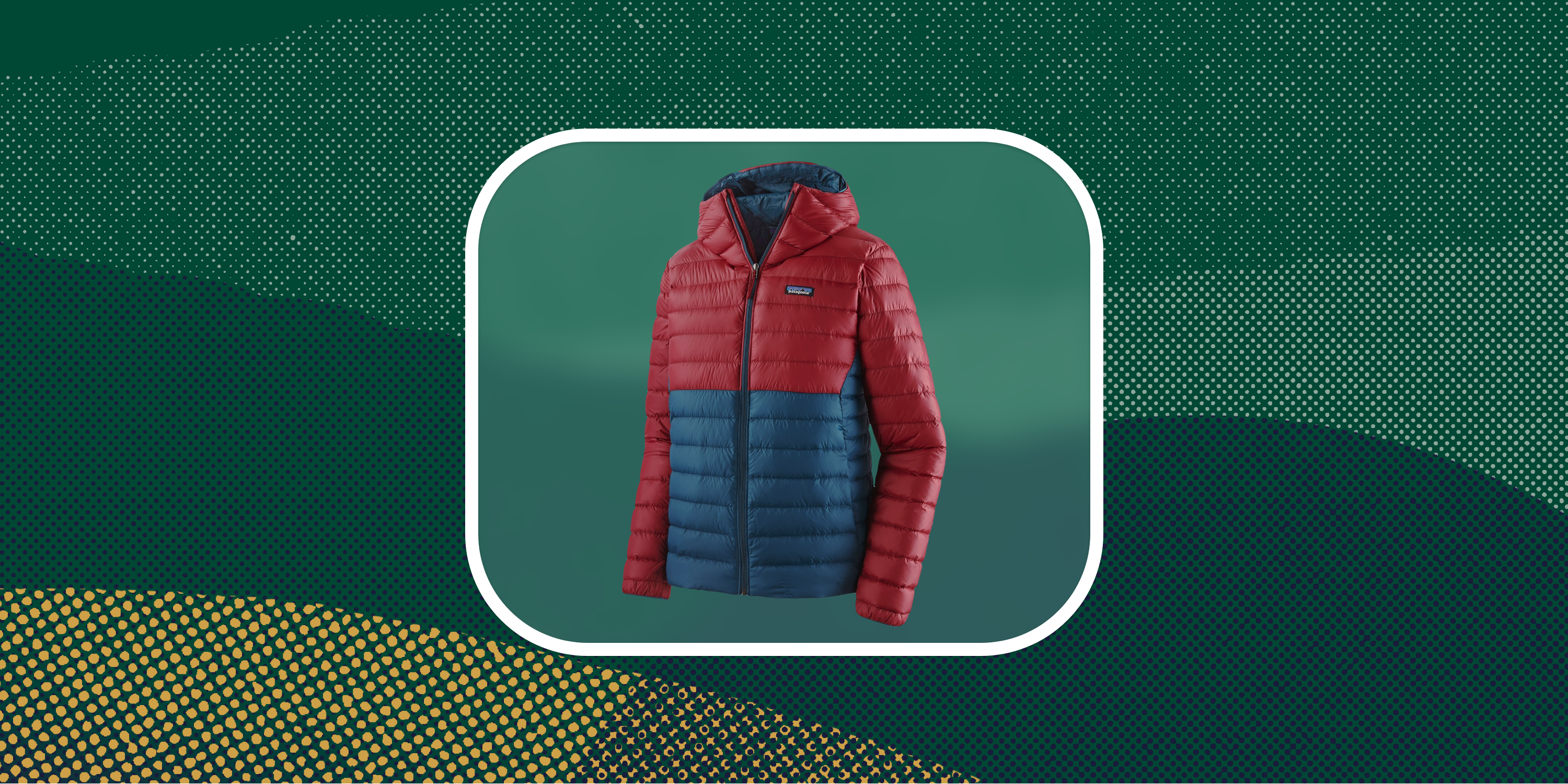 a red jacket on a green background