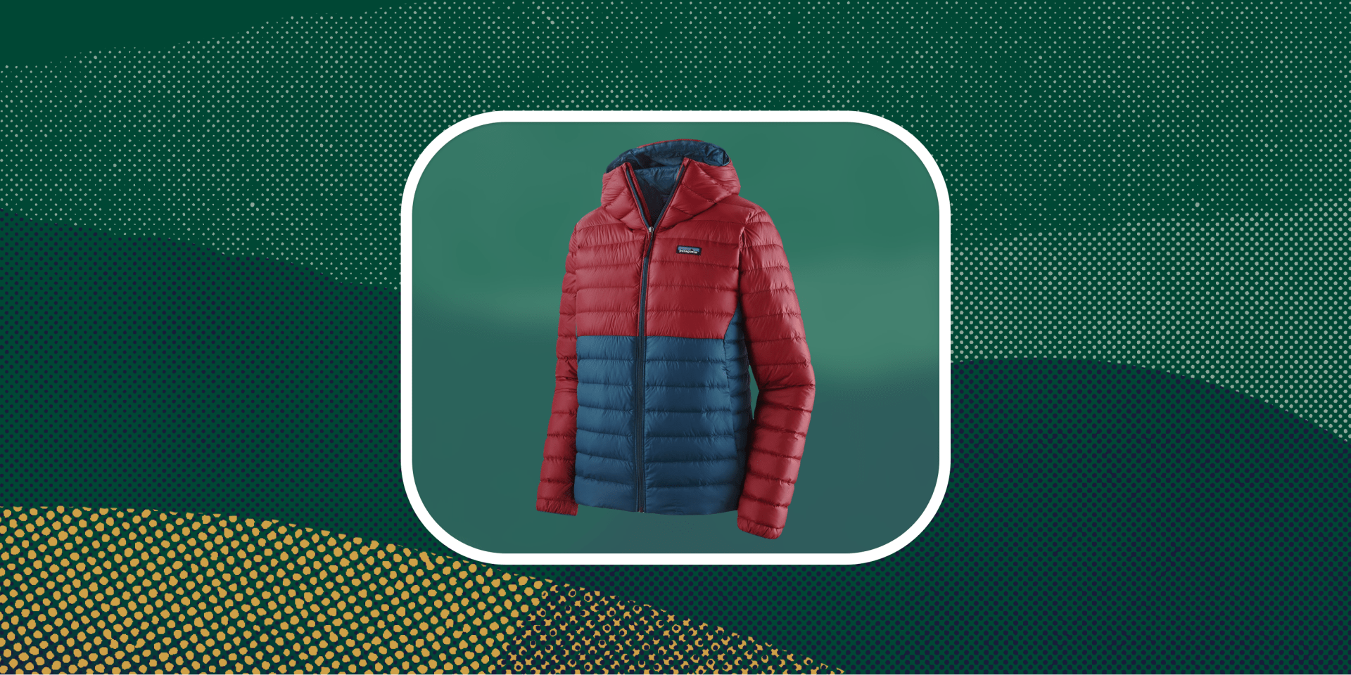 a red jacket on a green background