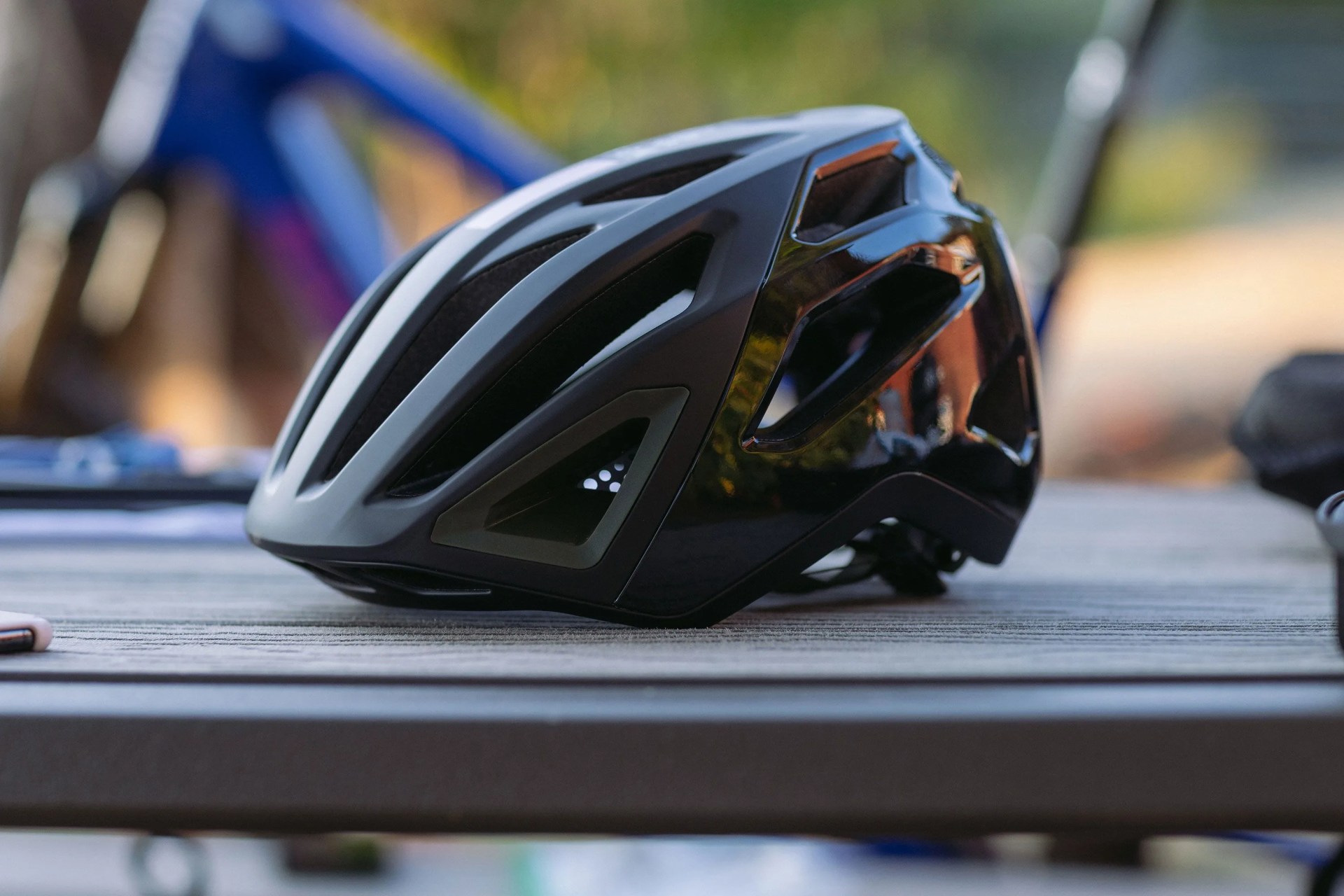 men riding bikes wearing fox facing cross frame pro helmet and flexor ascent clothing