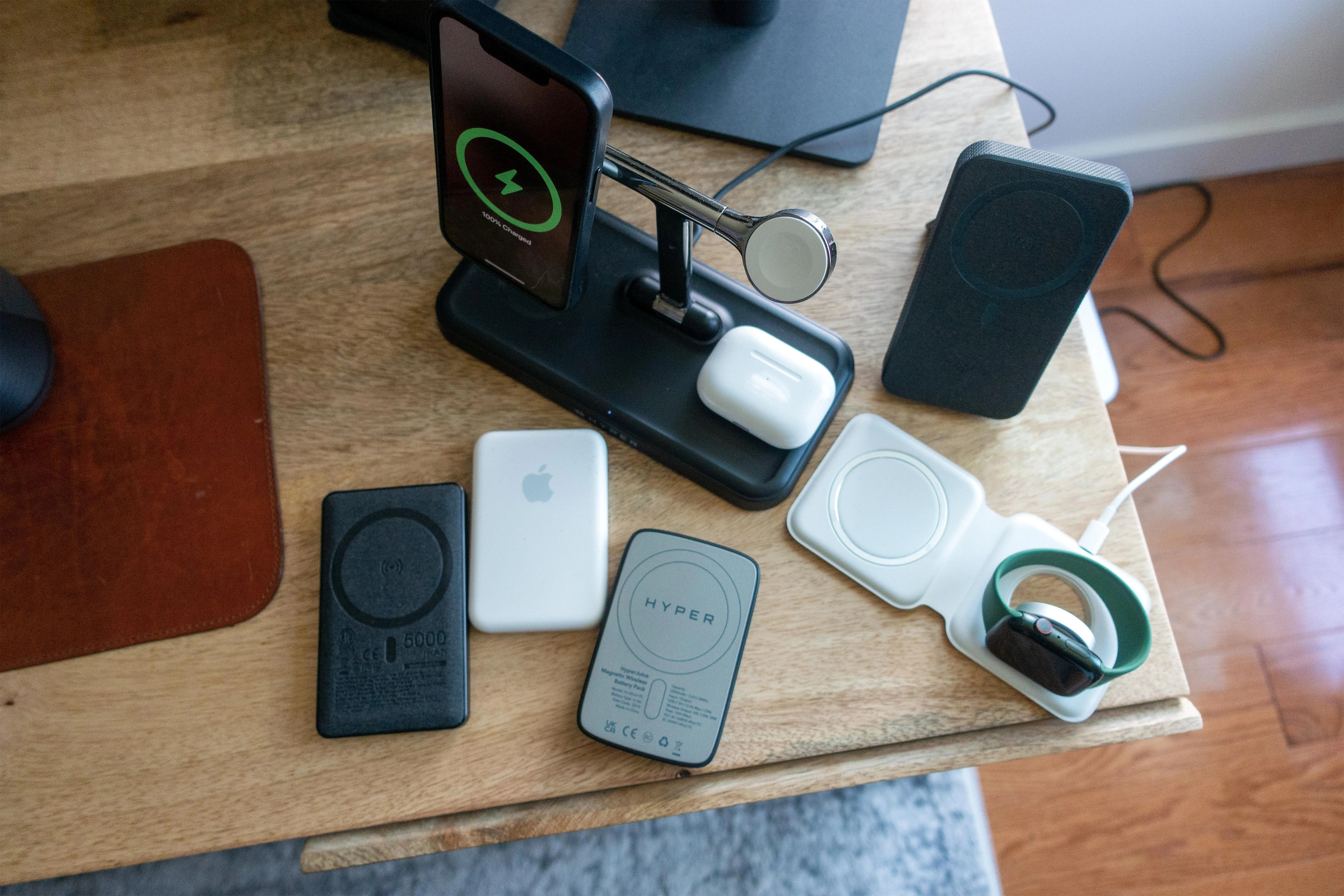 magsafe chargers on a desk