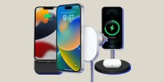 a group of iphones with magsafe chargers