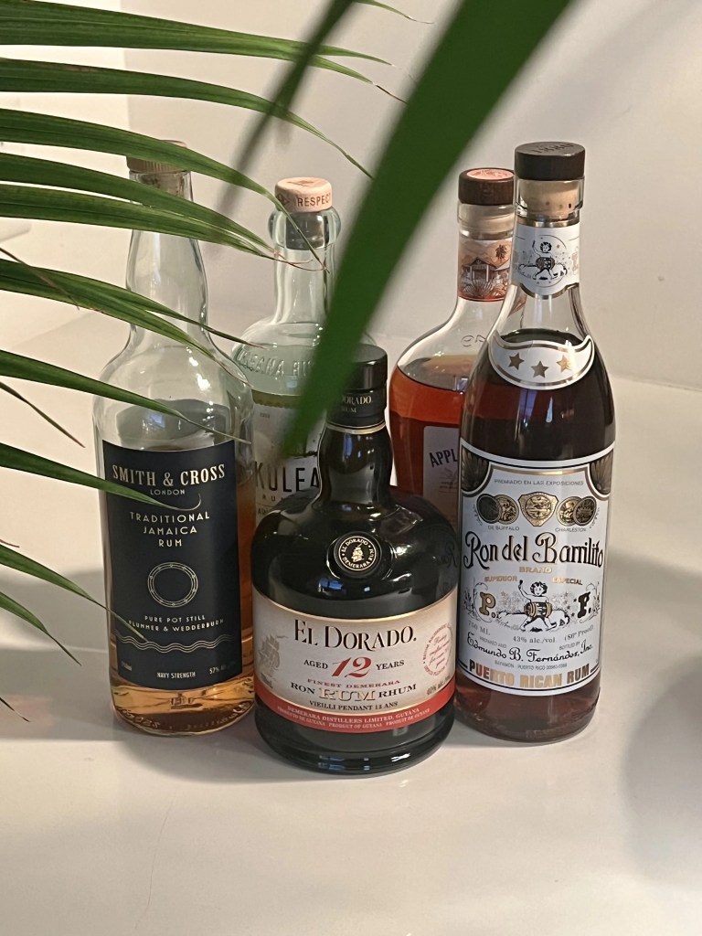 a group of rum bottles